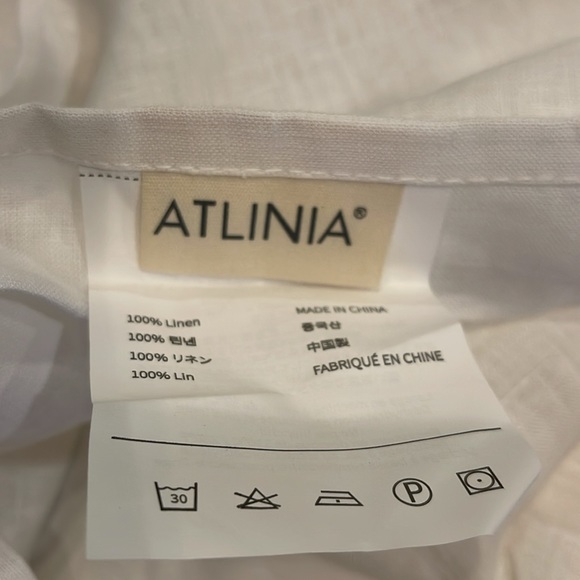 100% French Linen Pillow Sham by Atlinia. Size 26”x26”. Pure white. New! - Picture 5 of 6
